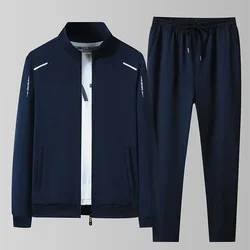 M-8XL Autumn Sweatshirt SweatPants Trousers for Men Set Two Piece Black Tracksuit Hip Hop Streetwear Running Male Sport Clothing