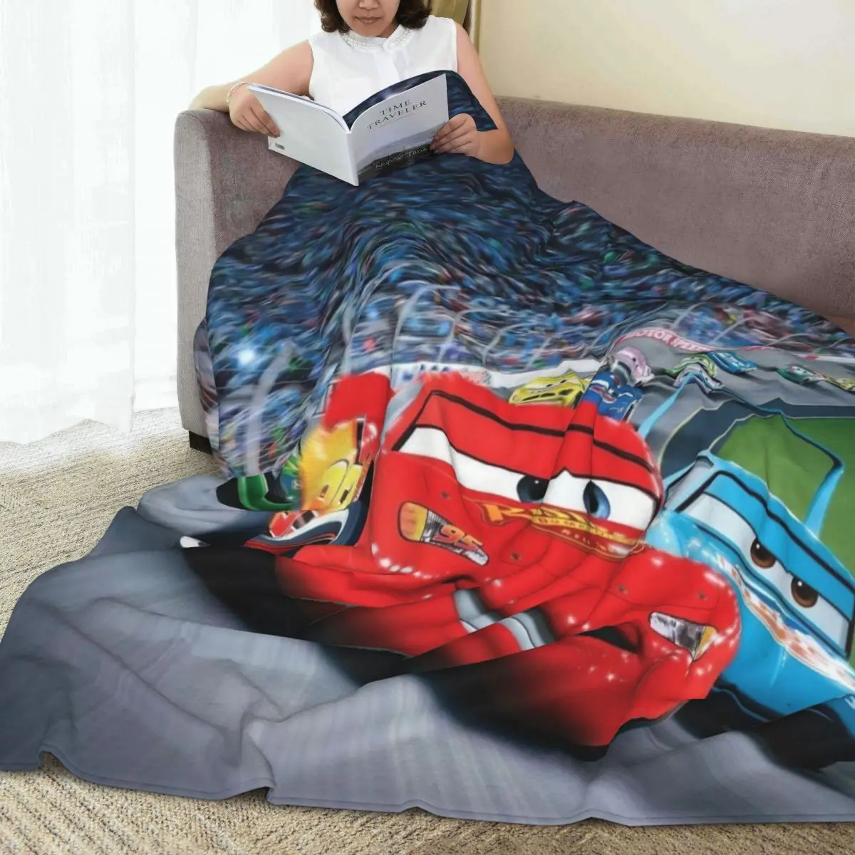 Lightning McQueen Blankets Flannel Spring Autumn Breathable Soft Throw Blanket for Sofa Bedroom Quilt