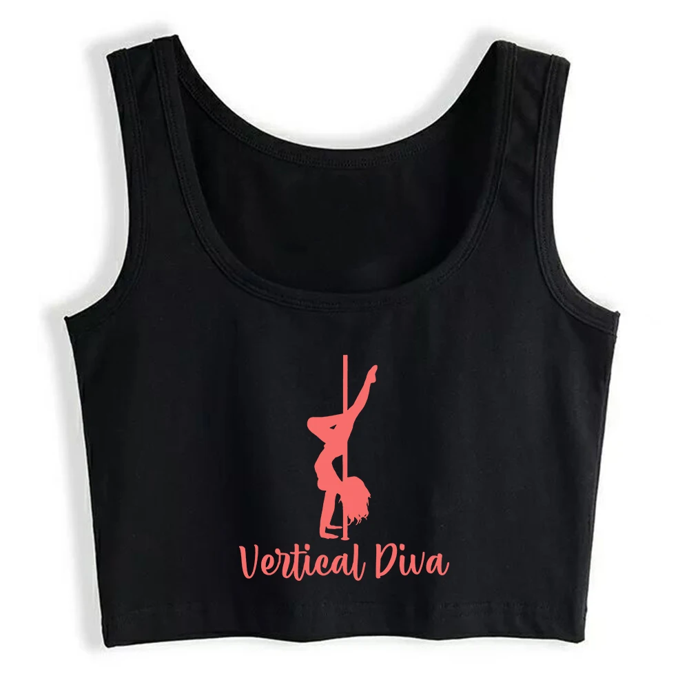 Funny Pole Fitness Vertical Diva Pole Dance Design Tank Top Pole Dancer Cotton Sexy Fit Crop Top Gym Sports Training Camisole