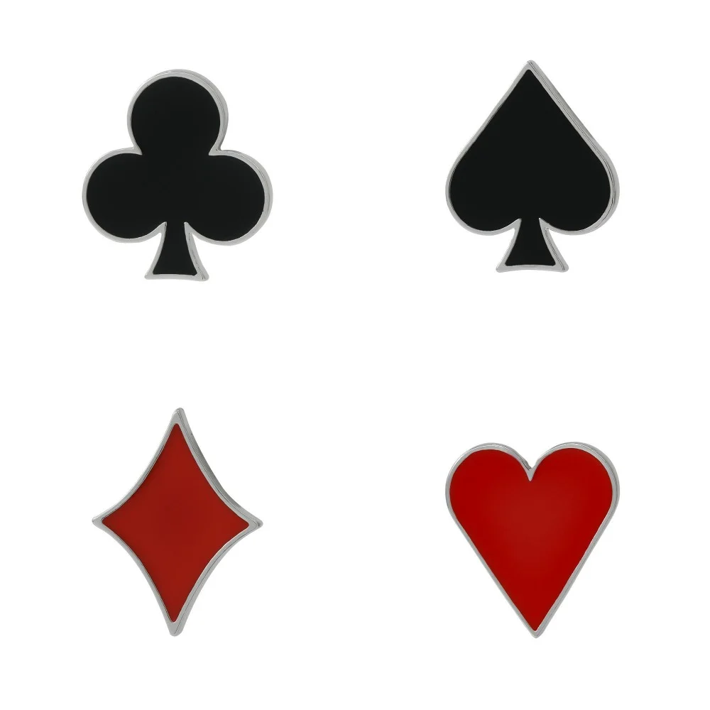 4Pcs/Set Poker Spade Heart Club Diamond Enamel Pins 2Pcs/Set Playing Card King Queen Brooches