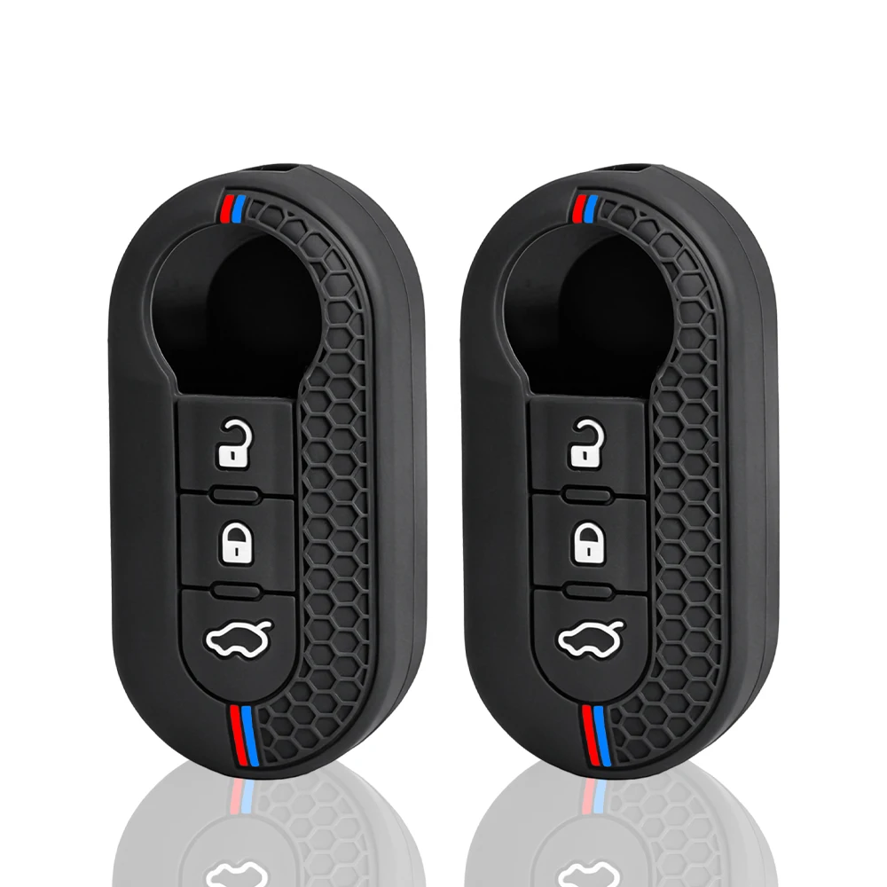 3 Button Silicone Remote Car key Shell Fob Case For Fiat 500 abarth Panda Punto Bravo 2 Ducato Tipo Doblo 500x 500l 500e Auto