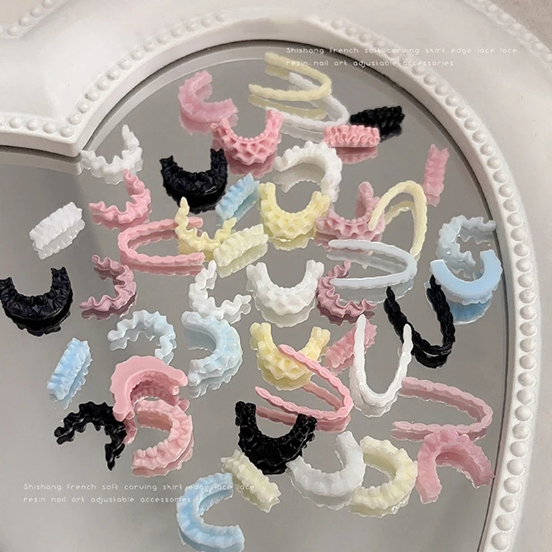30 قطعة مختلط الألوان لينة ثلاثية الأبعاد الراتنج الفرنسية مسمار الفن الدانتيل تقليم تنورة هيم السحر اكسسوارات ل مانيكير الأظافر لوازم الديكور