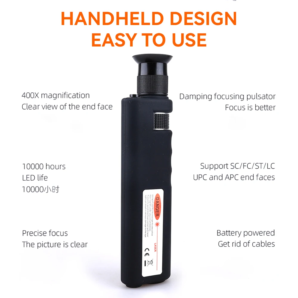 Imagem -02 - Handheld Fibra Óptica End Face Magnifier fc fc st 1.25 mm Microscópio Adaptador lc 400x fc 400x