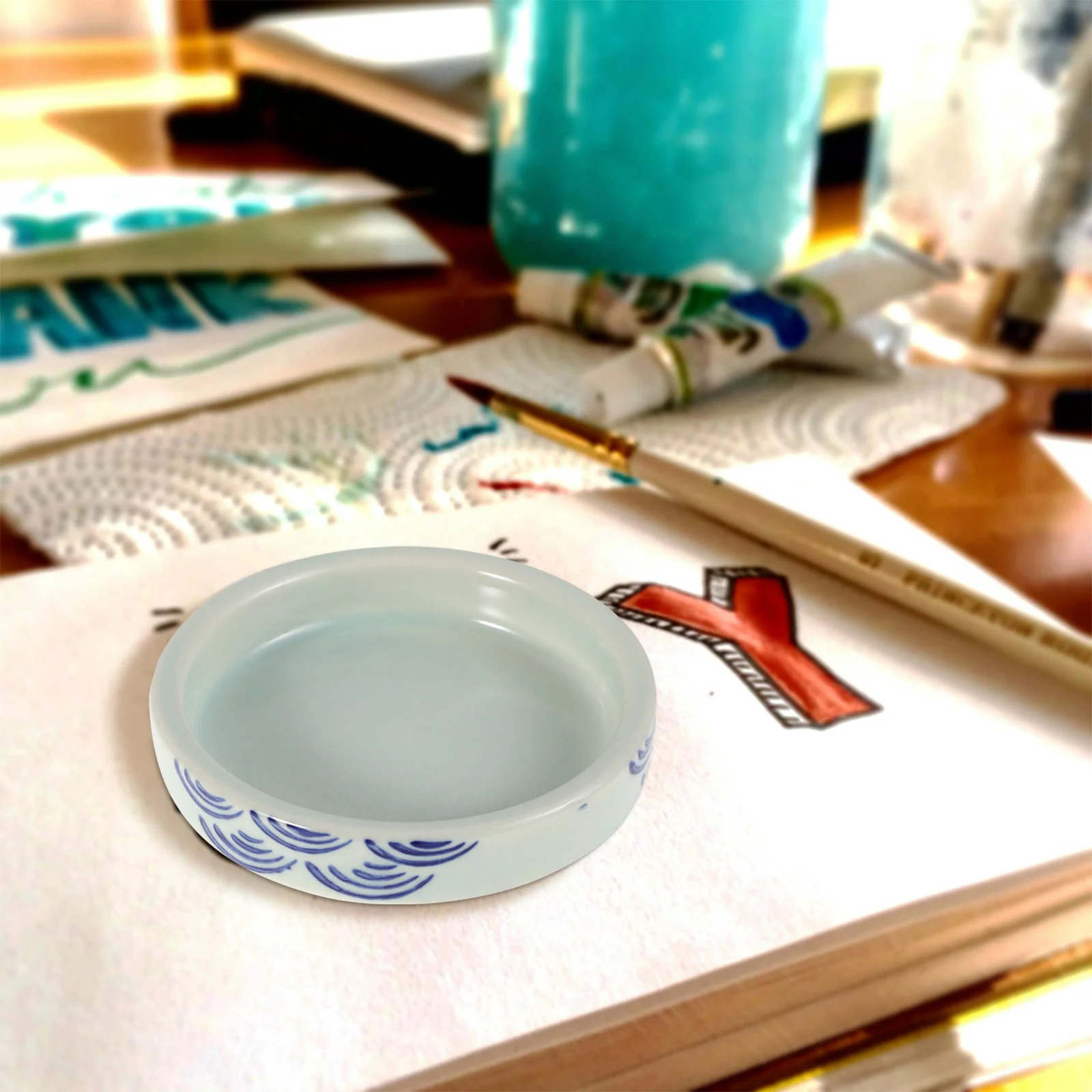 السيراميك 5 طبقة تكويم صينية الطلاء المائية الصباغ خلط لوحة مع غطاء الخط الصيني الحبر مجموعة الفخار البليت #2