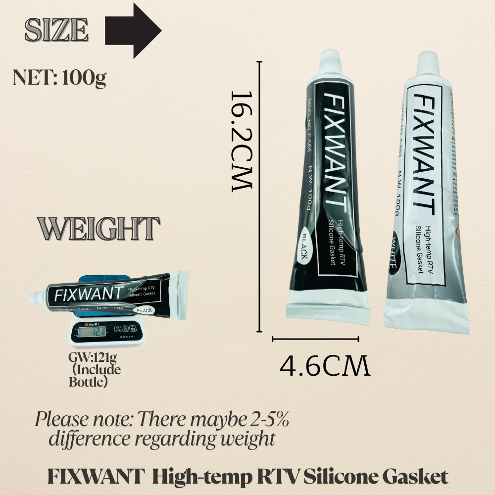 High Temp RTV Silicone Gasket Maker, No Gasket Sealant, -60℃ to 200℃ Resistant for Automotive Engine & Machinery Sealing 100g