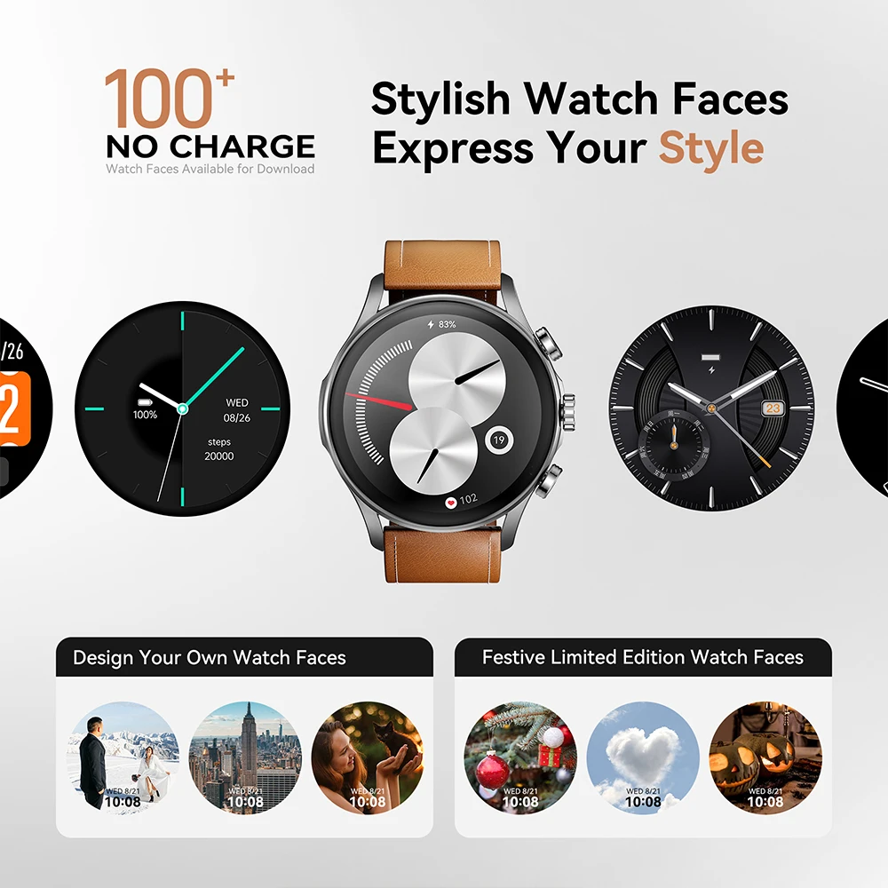 ساعة ذكية Kieslect Balancer 2ATM مقاس 1.43 بوصة FHD+ AMOLED شاشة تعقب للياقة البدنية مقاومة للماء للرياضة والصحة