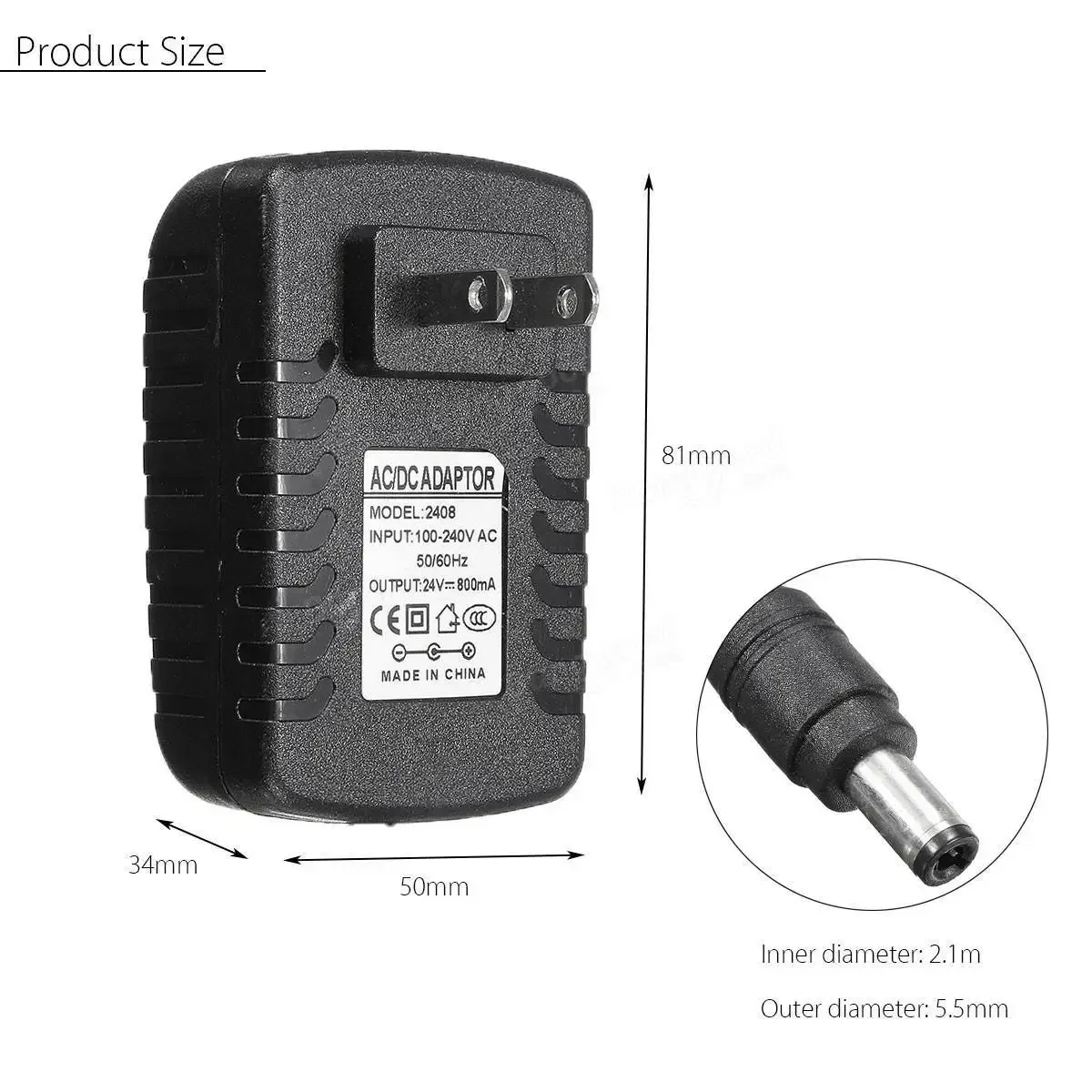 DC 24V 600mA Adapter Power Supply Transformer AC 100V-240V 0.6A Universal Charger Universal Adapter for LED Strip Light EU Plug