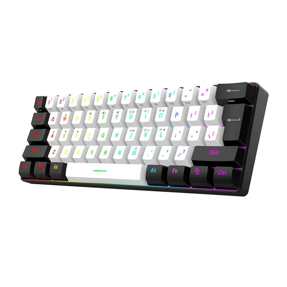 Pc Keyboard Compact 61-key Wired Mechanical Gaming Keyboard with Rgb Light Design Lightweight Computer Keyboard for Gamers Sleek