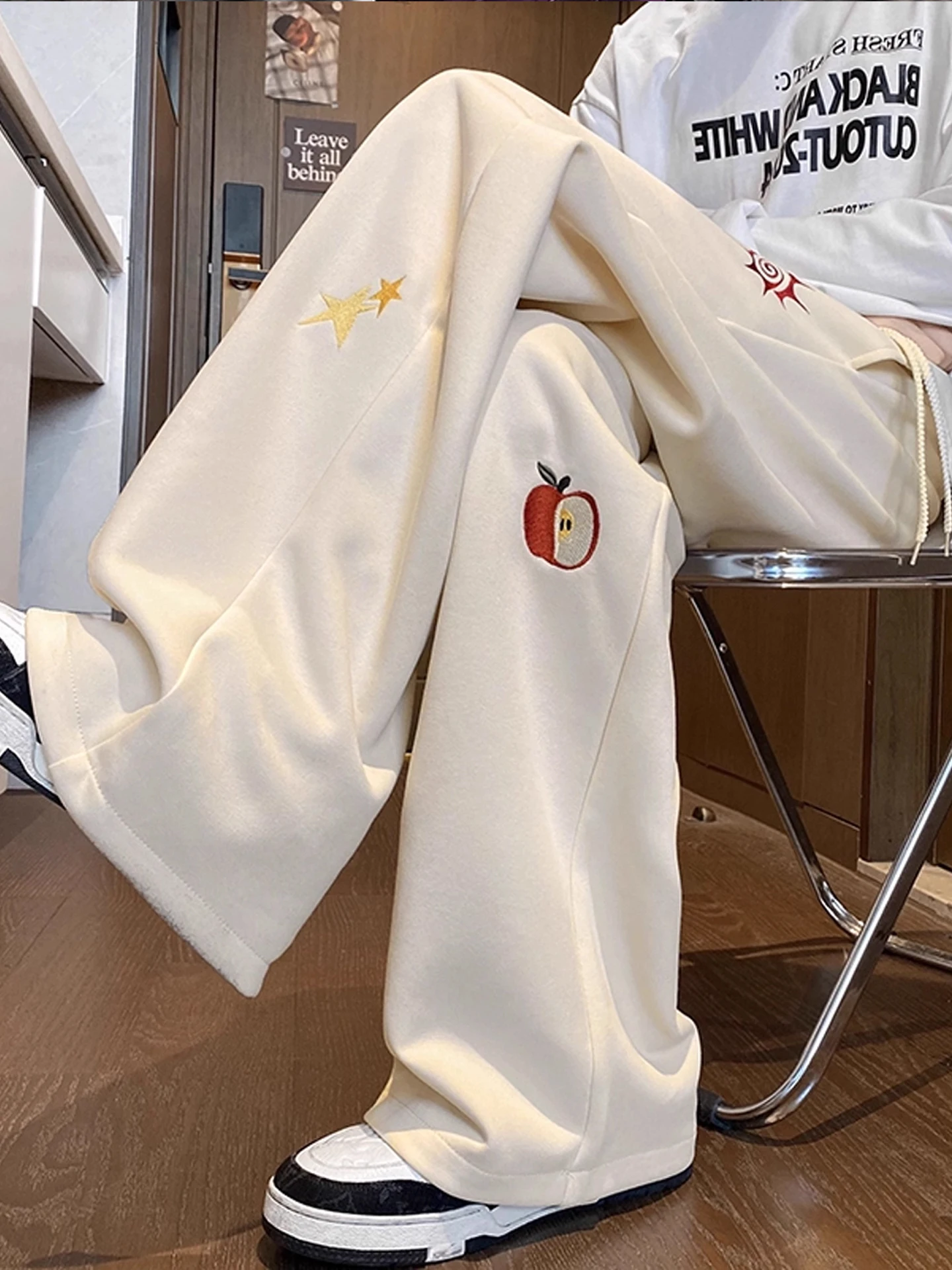 

American Sle Embroidered Heavy Du Drapey Men's Sweatpants Autumn 2025 New Loose Straight Leg Wide Leg Pants Sports Casual...