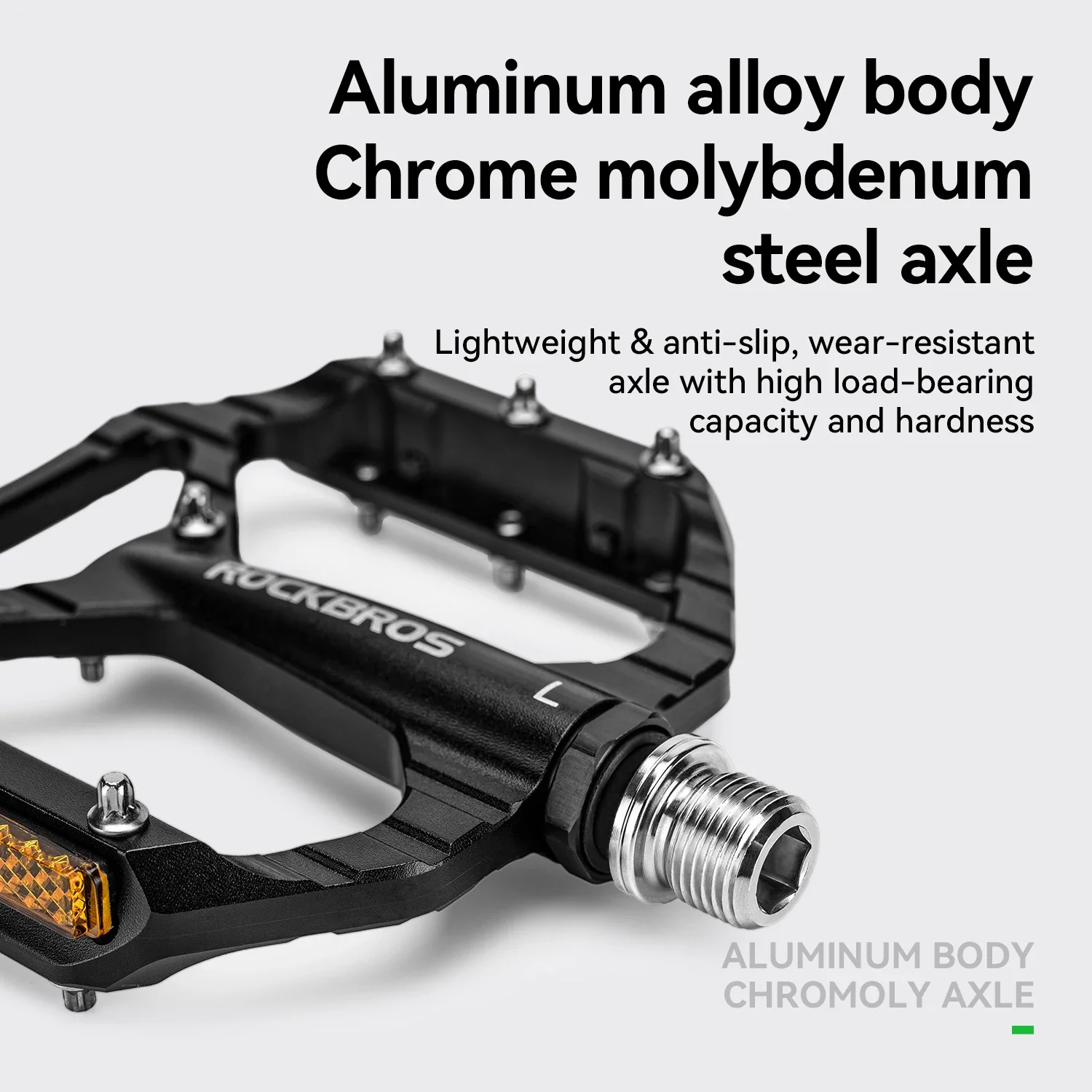 ROCKBROS Bicycle Pedal Non-Slip Durable Single Bearing Aluminum Alloy Reflective Pedal Hollow Design Lightweight Bike Road Pedal