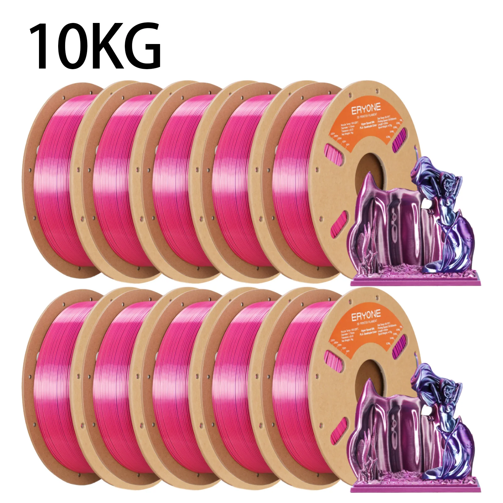 ERYONE 10KG Hyper Speed Zijdeachtige Vierkleurige PLA Filament 3D Printer 1.75mm +/- 0.03mm, Co-extrusie Filament PLA 1KG spoel