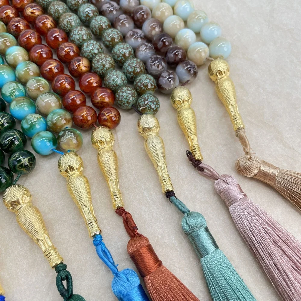 Muslim 10mm 33 Beads Prayer Rosary Worship Prayer Ceremony Religious Eid Ramadan Gift Colorful Handmade Arabic Tassel Bracelet