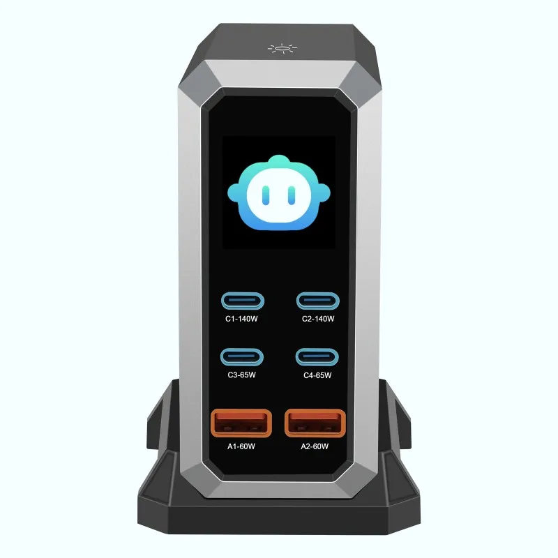240W Digital Charger PD3.1 140W USB Type C 6 Ports Desktop Fast Charging Station for IPhone Samsung Xiaomi MacBook Laptops