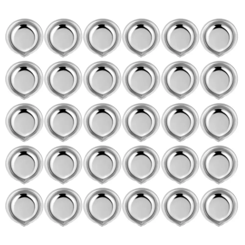 

30Pcs Stainless Steel Paint Mixing Palettes Compact Round Design Precision Spout for Watercolor Oil Gouache Color Mixing Tray