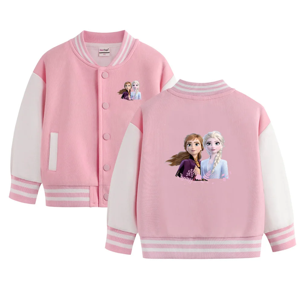 Mickey Minnie Disney frozen Elsa princesa estampado de dibujos animados edades 2-12 regalo uniformes de béisbol para niños y niñas chaqueta de primavera y otoño