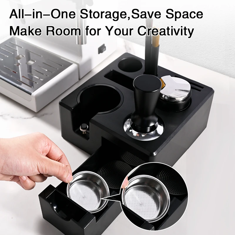 Espresso Coffee Tamp Station 9 in 1 Espresso Organizer Fit 51 54 58MM Distributor Portafilter Holder & Puck Screen Accessories