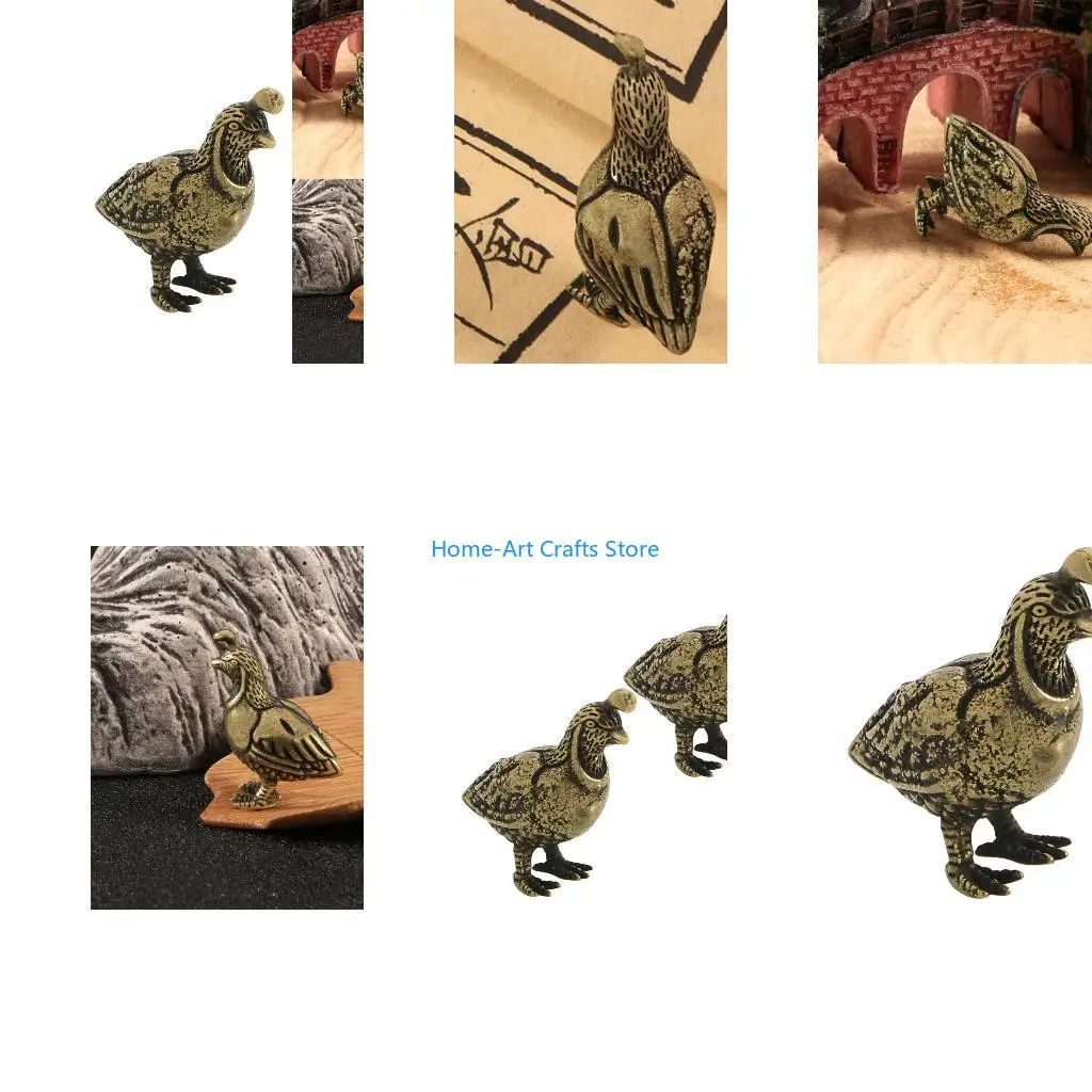 Y3NA Miniature California Quail Bird Sculpture, Metal Look Figure for Display Cabinet