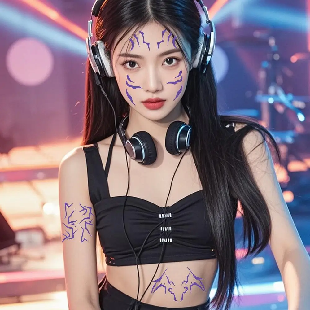 Purple tattoo stickers Kpop Demon Hunters Rumi Kang Temporary Tattoo Sticker Face And Body Tattoo Sticker For Halloween Party Gi