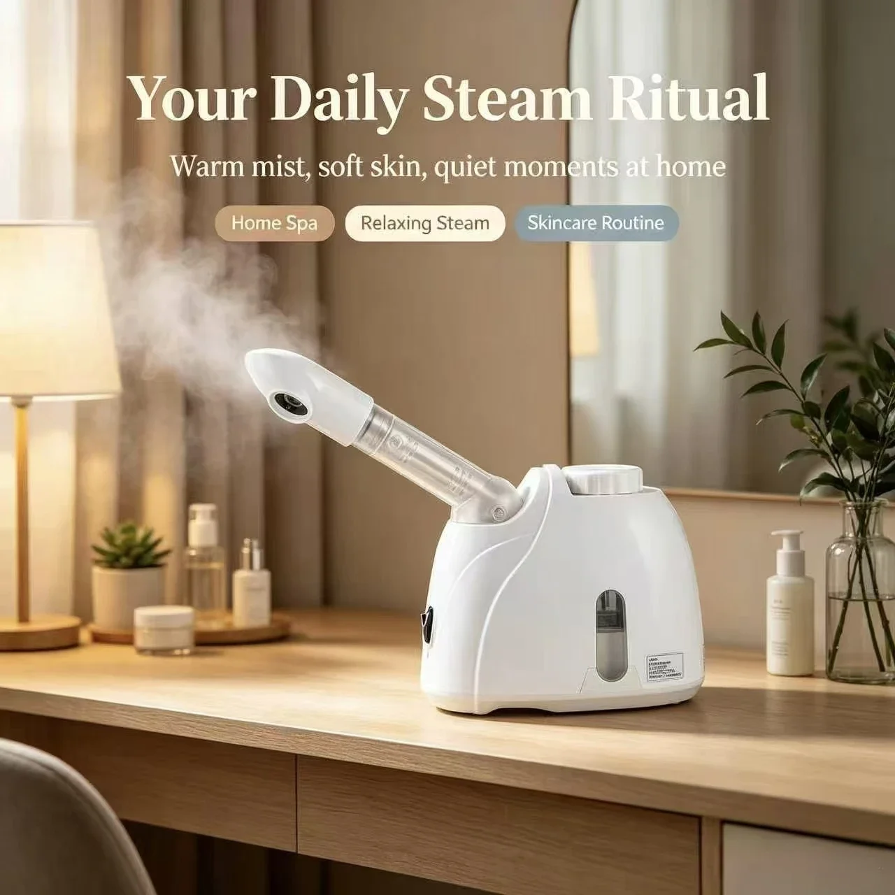 Home Spa Facial Nano Steamer Portable Warm Mist Humidifier Face Vaporizer Pore Cleansing Hydration Brightening Skin Care Device