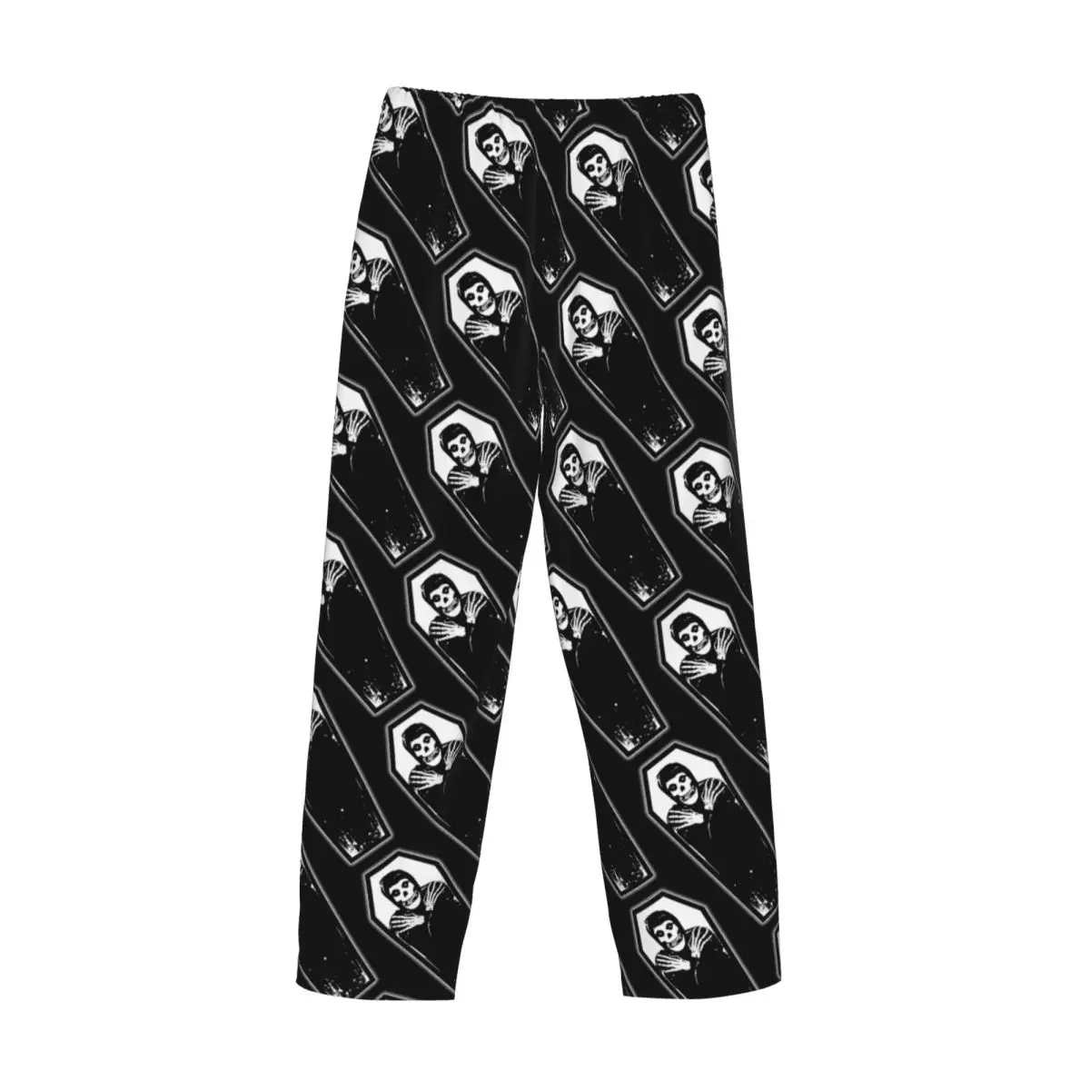 Custom Heavy Metal Misfits Skull Pajama Pants for Men Lounge Sleep Stretch Sleepwear Bottoms with Pockets view 4