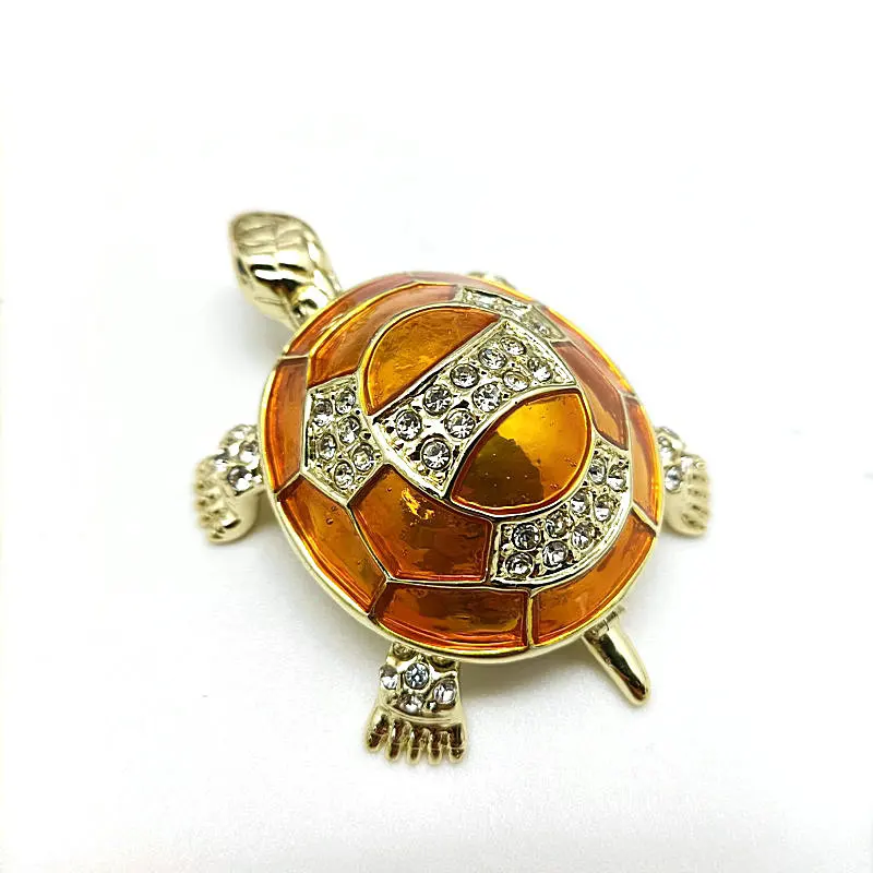 Souvenir Golden Turtle Decorative Box Enamel Craft Alloy Jewelry Box Sea Turtle Figurine Ornament
