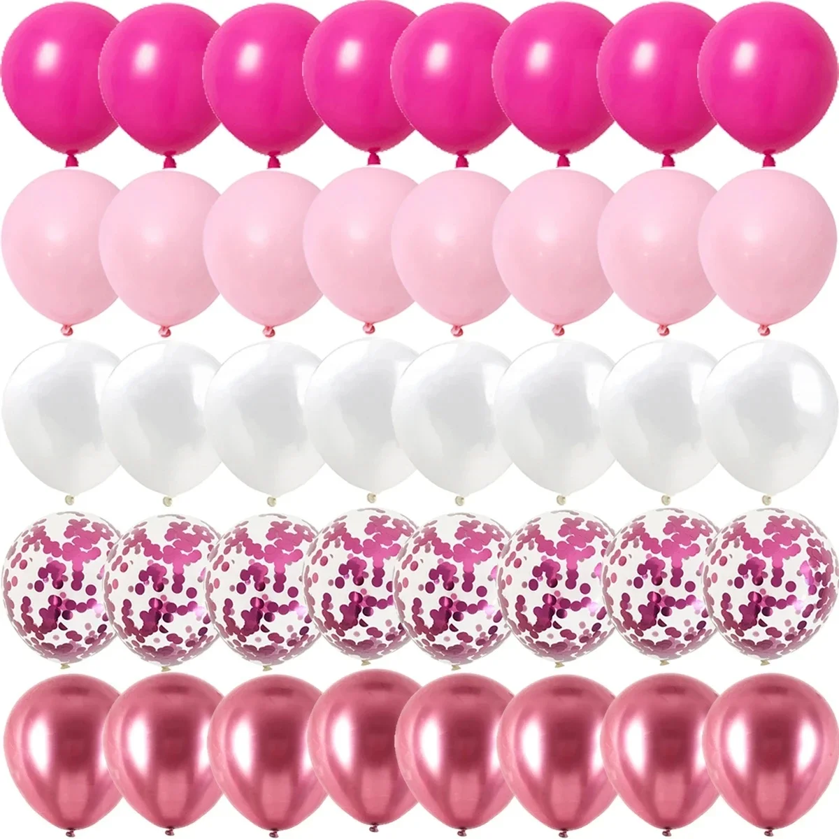 Rosa-weiße metallisch rosarote Folienballons für Geburtstag, Hochzeit, Muttertag, Verlobung, Partydekorationen – Detail 3