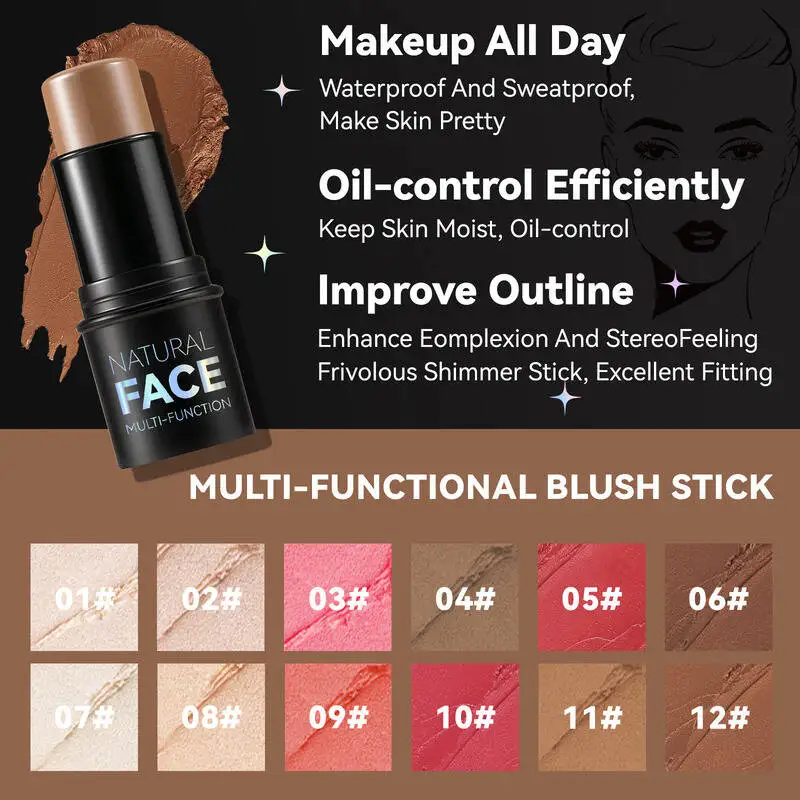 MLSMILE Evidenzia Contorno Confezione da 3 Per Trucco 3D Schiarente Tono Della Pelle Viso Blush Stick Set da 3 Pezzi 2025 Nuovo