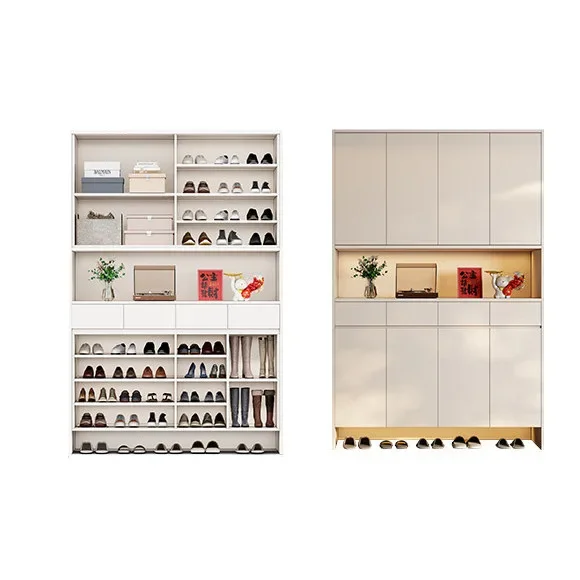 All solid wood home shoe cabinet household door porch cabinet integrated large-capacity storage cabinet