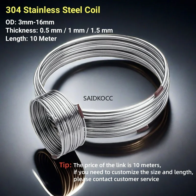 SAIDKOCC Length 10 Meters 304 Stainless Steel Coil Lab Instrument Tube Capillary OD 3-16mm Thickness 0.5/1/1.5mm