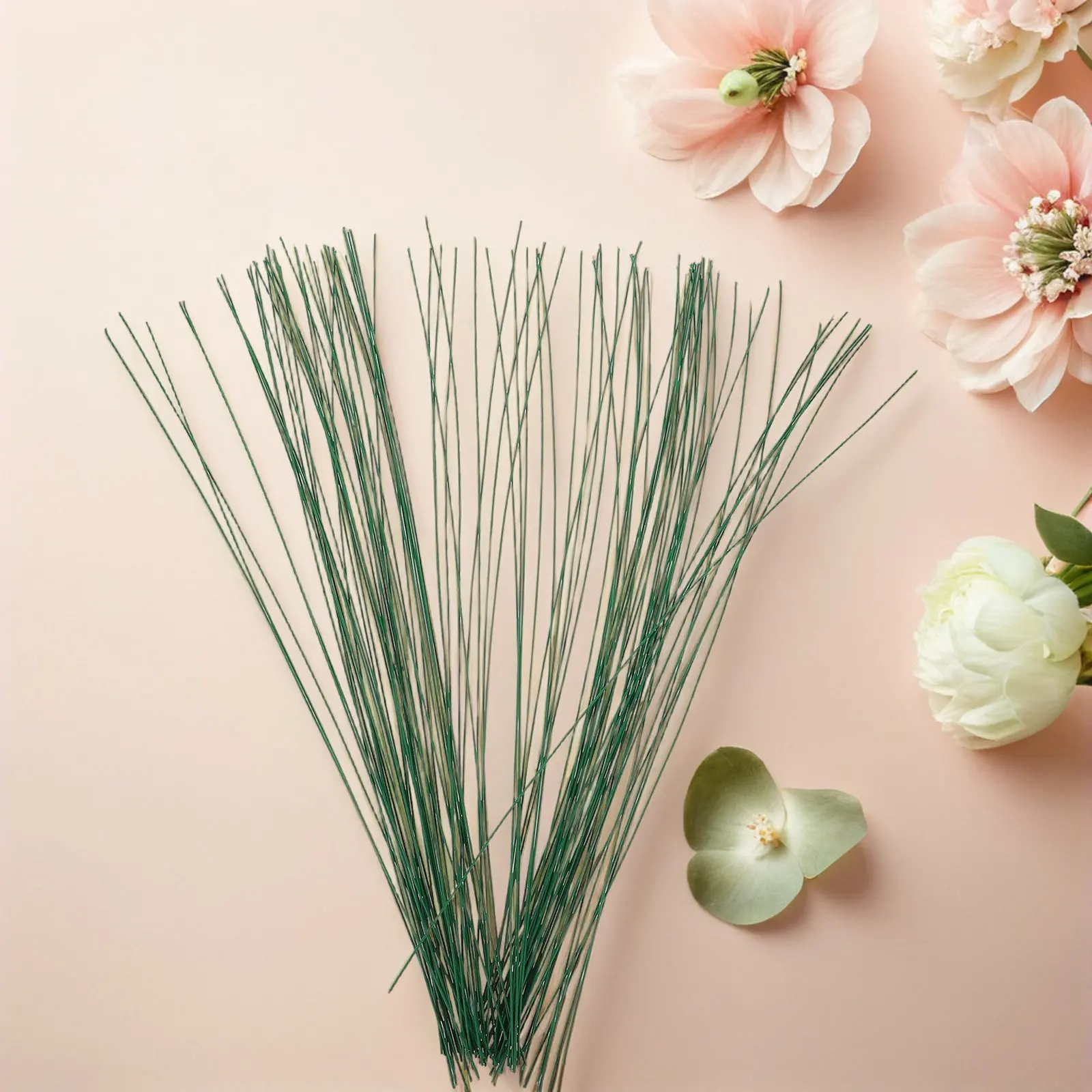 100Pcs Floral Wire 22 Gauge Green Flexible Flower Rods for Flower Arrangements Crafts Artificial Flowers Bouquet Wrapping