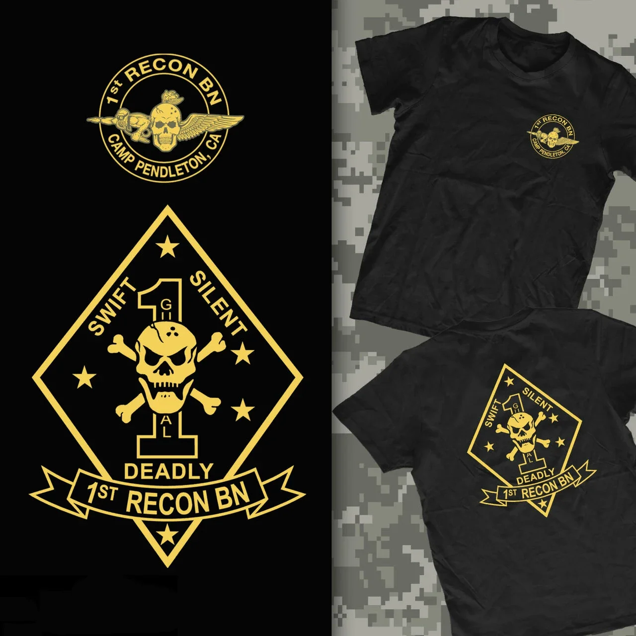 

Camp Pendleton, CA . US Marine Corps 1st Recon Battalion T-Shirt 100% Cotton O-Neck Short Sleeve Summer Casual Mens T-shirt