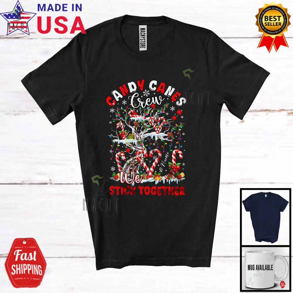 Candy Canes Stick; Amazing Christmas Custom Name Candy Cane On X-mas Tree Shirt