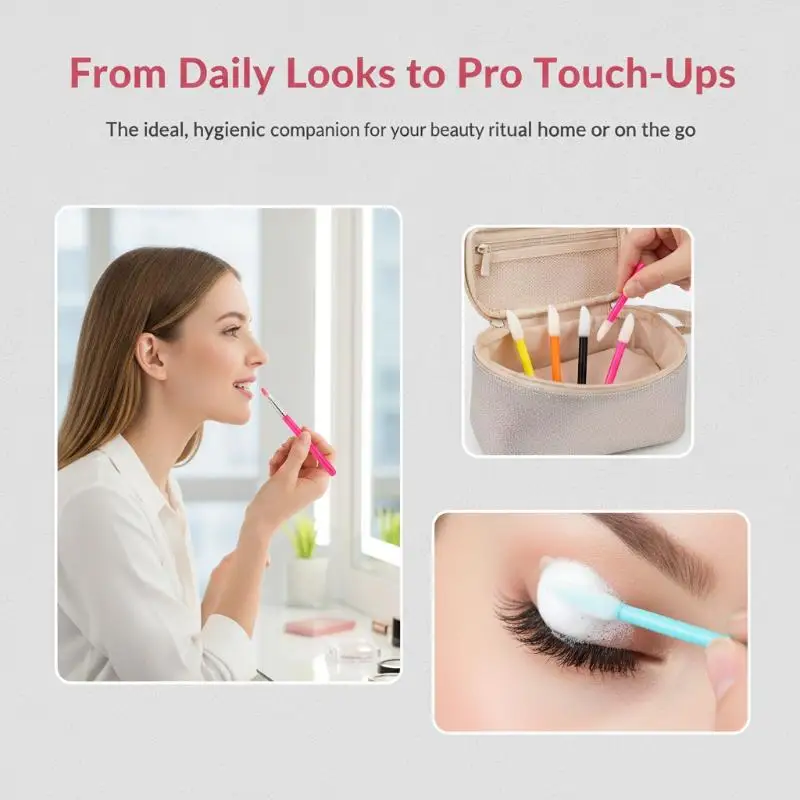 [F] 100 Pcs Disposable Lip Lint Free Applicators For Makeup Lip Brushes Makeup Beauty Tool Lipstick Testers Wands Applicators