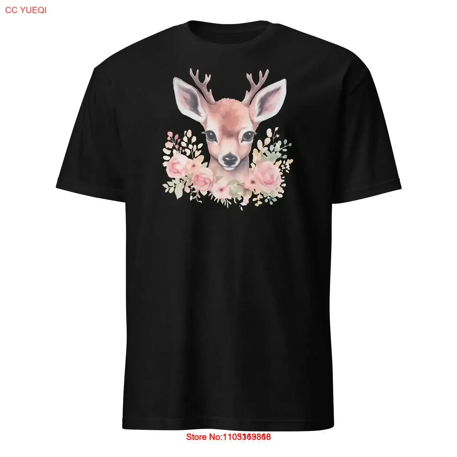 Cute Floral Deer Art T Shirt vintage Washed Soft designer clothes Comfortable graphic Slightly Stretched fashion vintage
