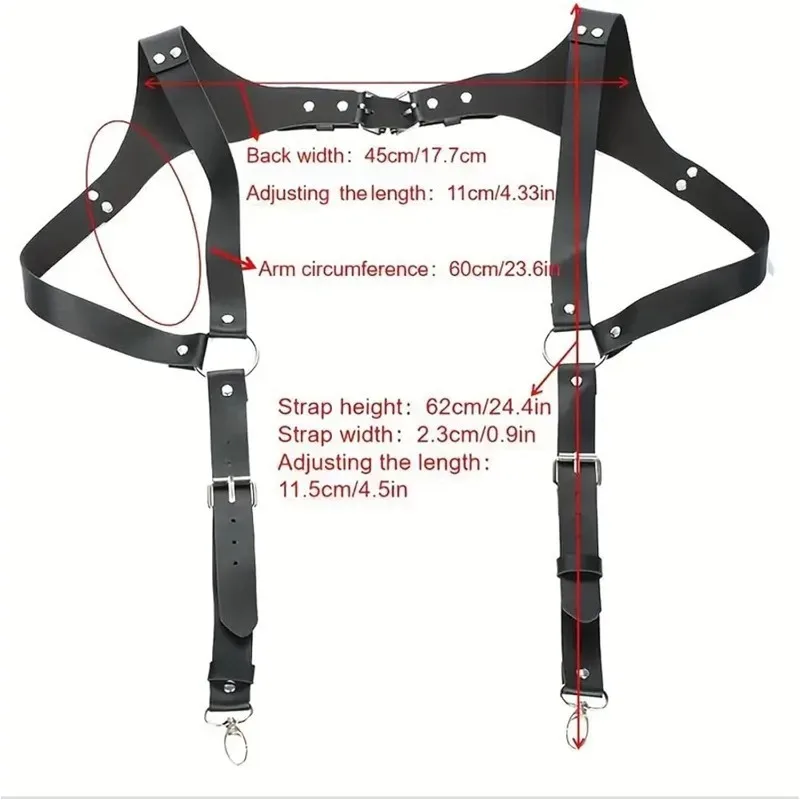New Adjustable Men's Shoulder StrapSteampunk Leather Suspenders for Men Designs Vintage Men's Back Support Harness Metal Hooks