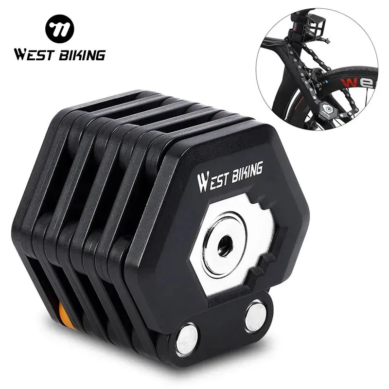 

WEST BIKING Folding Bike Lock – High Security Anti-Theft Chain Lock for Road & Mountain Bikes, Compact Burger Design