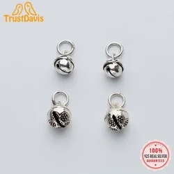 TrustDavis Real 925 Sterling Silver Sweet Pendant Handmade DIY Necklace Bracelet Ball Bell Accessories Fine 925 Jewelry HY640