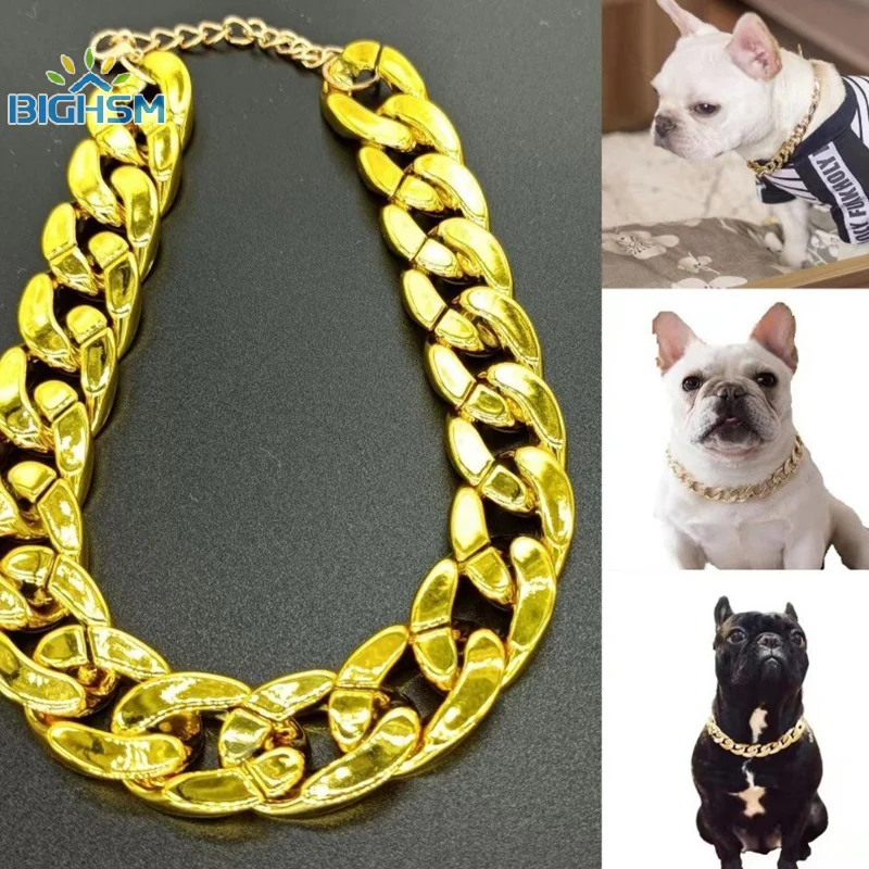 Plastic Pet Dog Bully Gold Chain SSmall Medium Large Dogs Collar Chains Pets Supplies Dog Necklace Jewelry Accessories