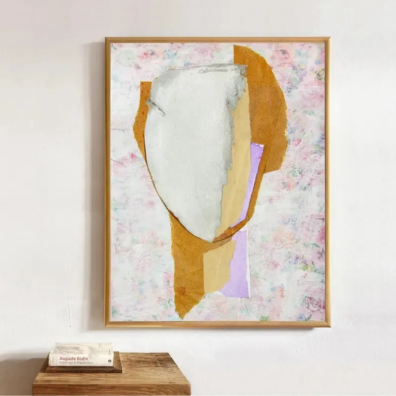 Aesthetic Wabi Sabi Wall Art Set Pastel Color Torn Paper Abstract Head Watercolor Art PrintsUnique for Art Enthusiasts Gift
