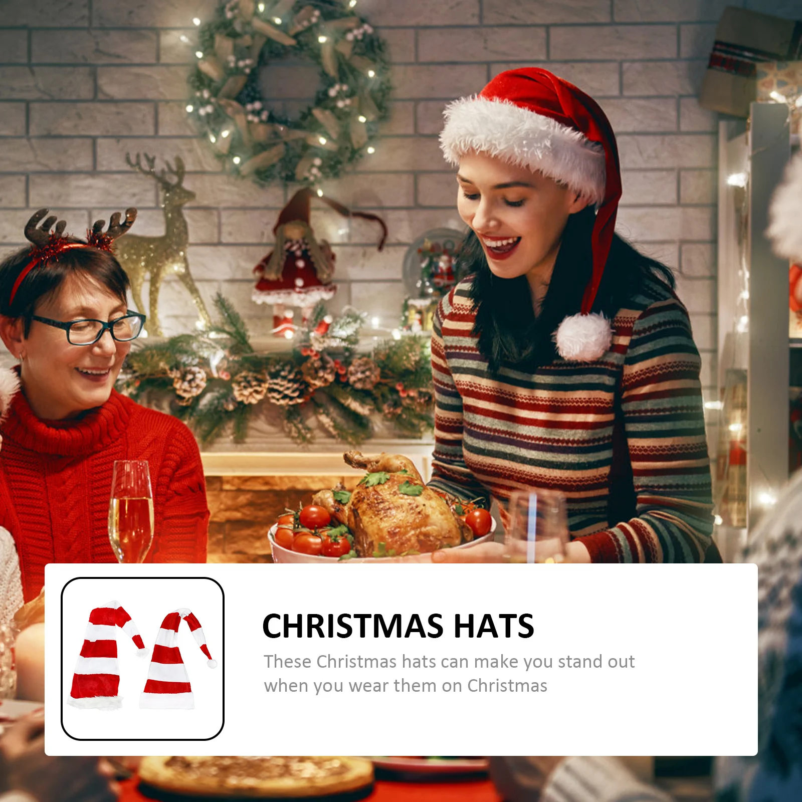 

2Pcs Party Dance Dress Hats Christmas Hat Headdress Xmas Costume Decor Xmas Party Decor Performance Props Adults