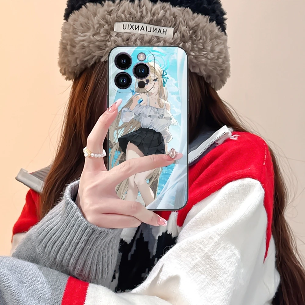 Blue Archive Asuna Mobile Cell Phone Case for iPhone 15 14 13 12 11 X XR XS 8 7 Pro Max Plus Mini Black Soft Phone Cover Shell