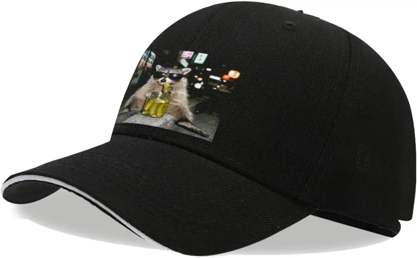 Funny Raccoon Eating Pickles Meme Hat Trucker Hat Women Vintage Mesh Hat for Summer
