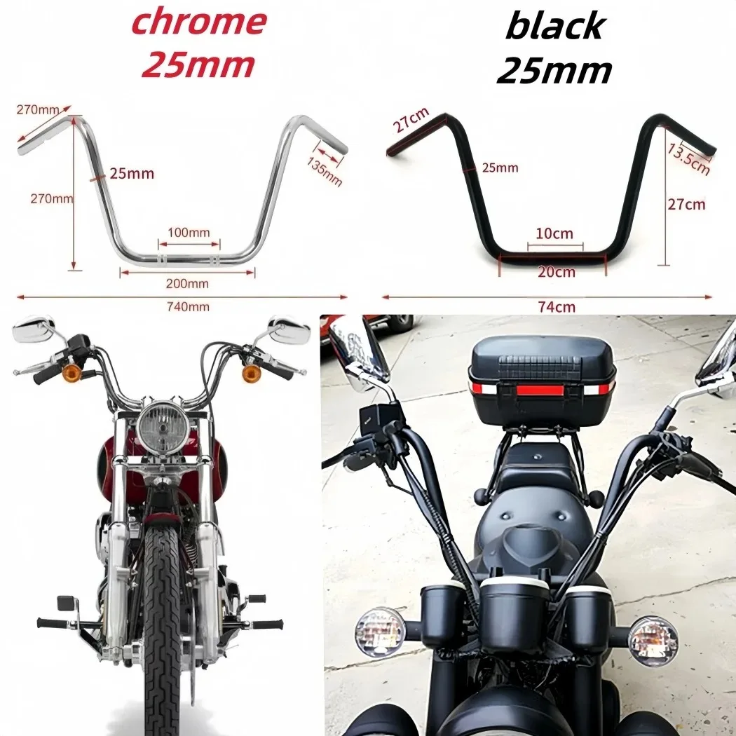 Retro Anti-Rust CNC Steel 22mm 25mm Motorcycle Handlebar For Harley Sportster XL883 XL1200 X48 Dyna Road King Heritage Softail
