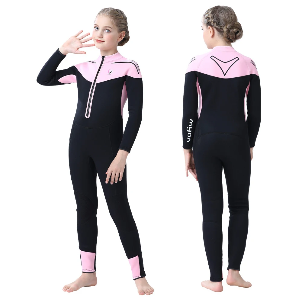 

Kids New 3.5mm Free Diving Suit Girls Neoprene Warm Front Zipper Wetsuit Boys Surfing Swimming Swimwear Water Sports Wetsuits