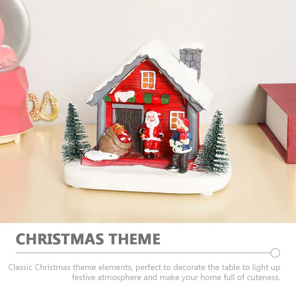 

Luminous Christmas Resin Craft Mini Decor for Home Office Party Festive Atmosphere Glowing Xmas Village Ornament