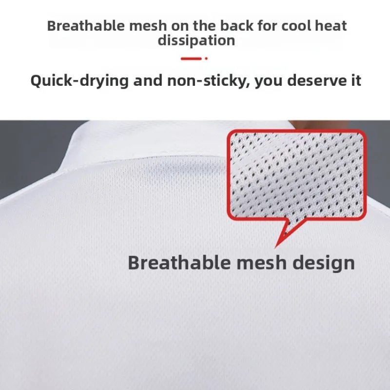 Krótki rękaw, siateczkowy uniform kucharski unisex, odzież kucharska, strój do restauracji, dla piekarza.