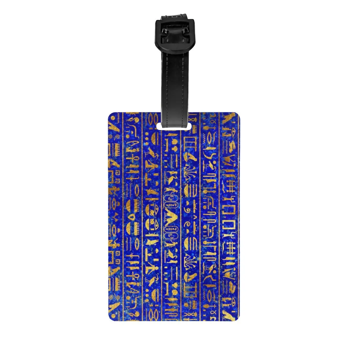 Blue Lapis And Gold Hieroglyphics Luggage Tag Ancient Egypt Art Suitcase Baggage Privacy Cover ID Label