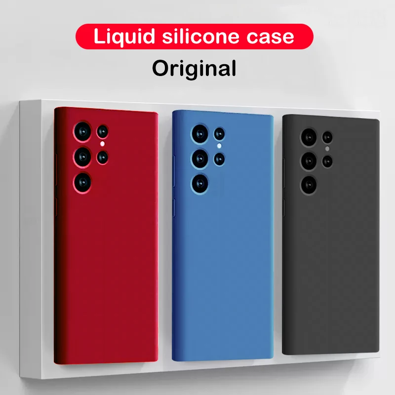 Oringal Liquid Silicone Phone Cases For Samsung Galaxy S23 S22 S21 S20 Ultra S8 S9 S10 Plus A73 A53 A33 A54 A34 Soft Back Cover