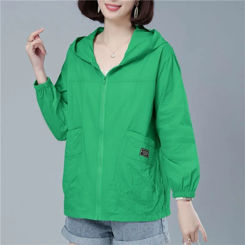 Women's Summer Sunscreen Jacket New Middle-Aged Mother Sports Thin Outwear Fashion Breathable Sun-Protective Clothing Coat