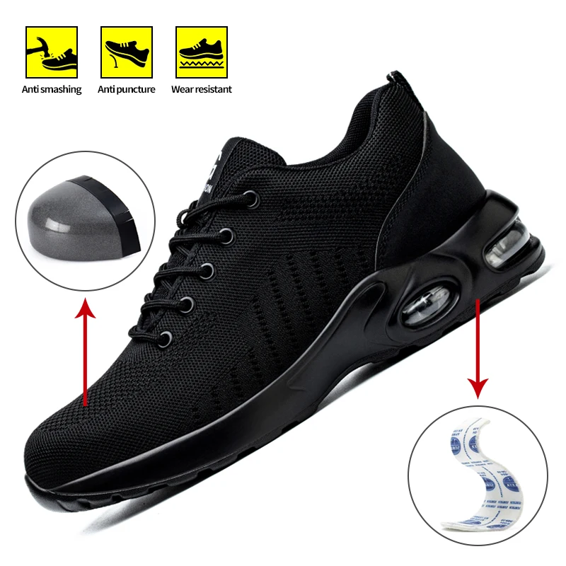 Zapatos de protección para hombre, zapatos de seguridad, zapatos con punta de acero, zapatos de trabajo antiaplastamiento y antipinchazos